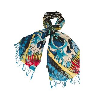 VINTAGE ED HARDY Y2K Large Scarf or Beach Wrap By Christian Audigier